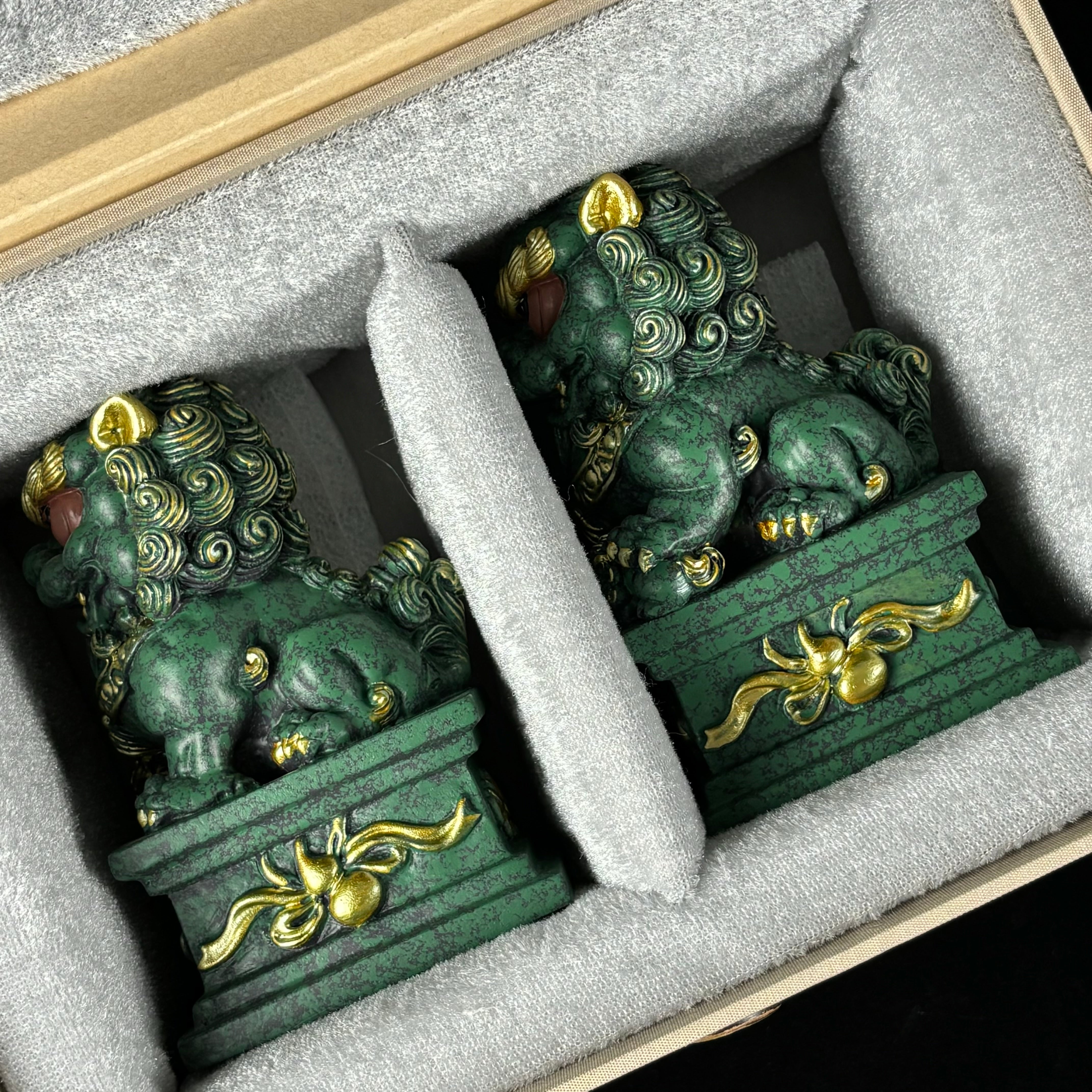 The Royal Guardians: Hand-Painted Shaolin Prosperity Lions (Foo Dogs)