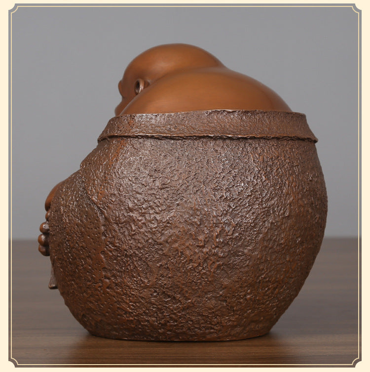 Purple Copper “Harmony & Joy” Laughing Maitreya Buddha – Shaolin Culture Inspired Desktop Statue