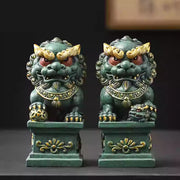 The Royal Guardians: Hand-Painted Shaolin Prosperity Lions (Foo Dogs)