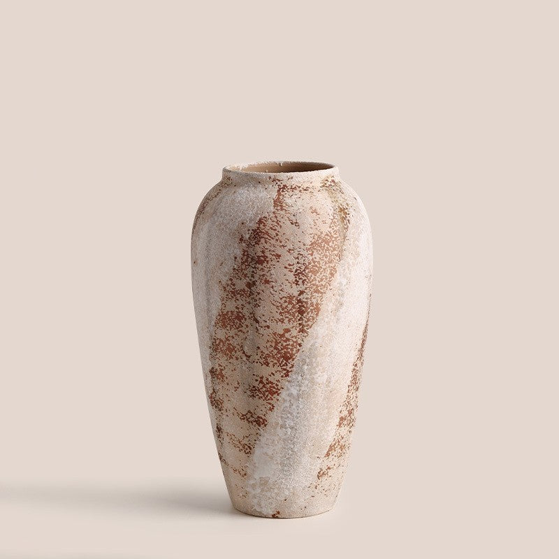 Wabi-Sabi Ceramic Vase – Organic Modern Rustic Pottery Vessel for Living Room & Mantle Decor