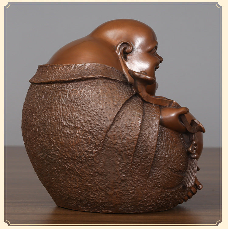 Purple Copper “Harmony & Joy” Laughing Maitreya Buddha – Shaolin Culture Inspired Desktop Statue