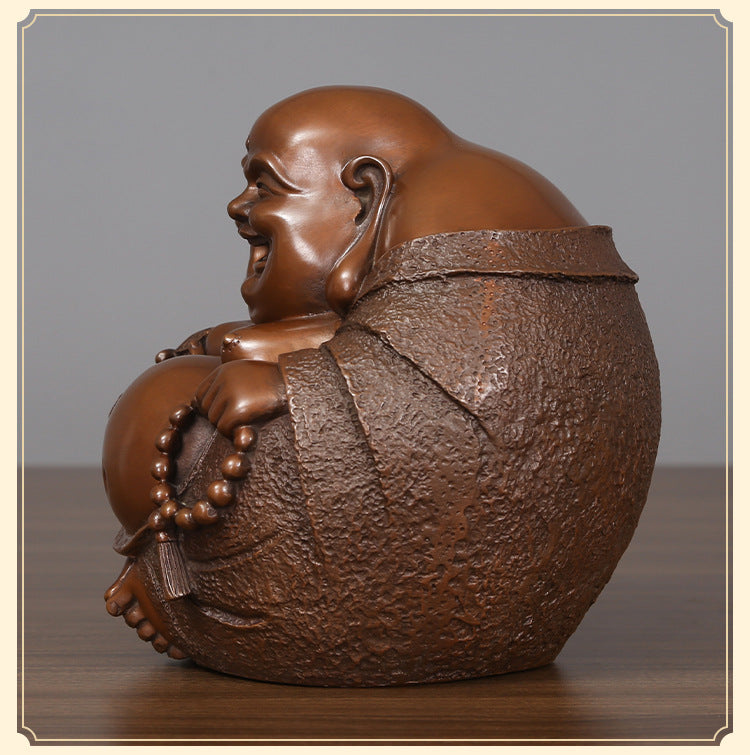 Purple Copper “Harmony & Joy” Laughing Maitreya Buddha – Shaolin Culture Inspired Desktop Statue