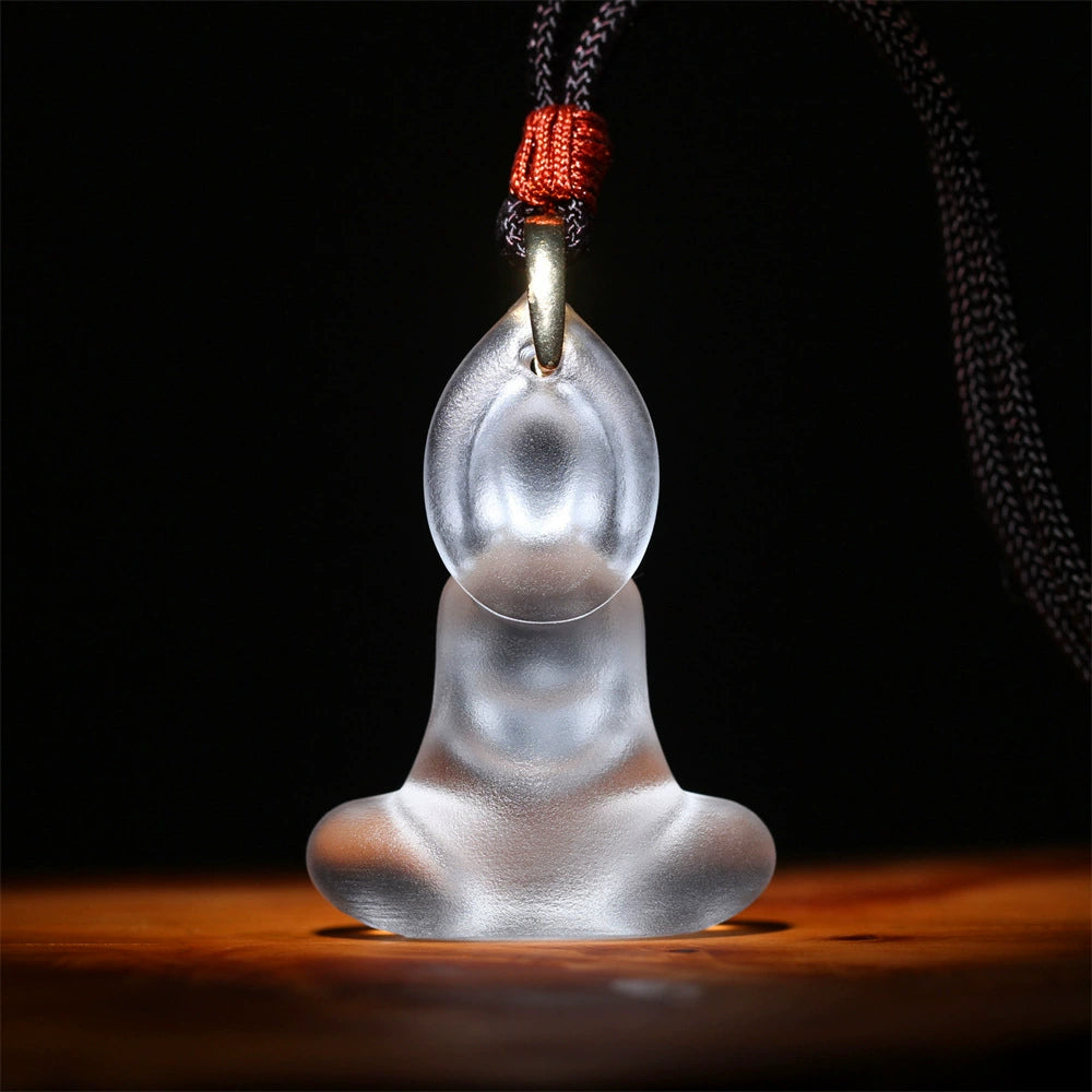 Ancient Liuli Faceless Buddha Protection Necklace – Unisex Eastern-Inspired Pendant for Peace & Good Fortune