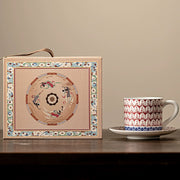 Shaolinmart "Dunhuang Meditation" Thousand Buddhas Shaolinmart Porcelain Coffee Cup & Saucer Premium Gift Set – 6.8 oz Ceramic Tea Mug with Ritual Saucer