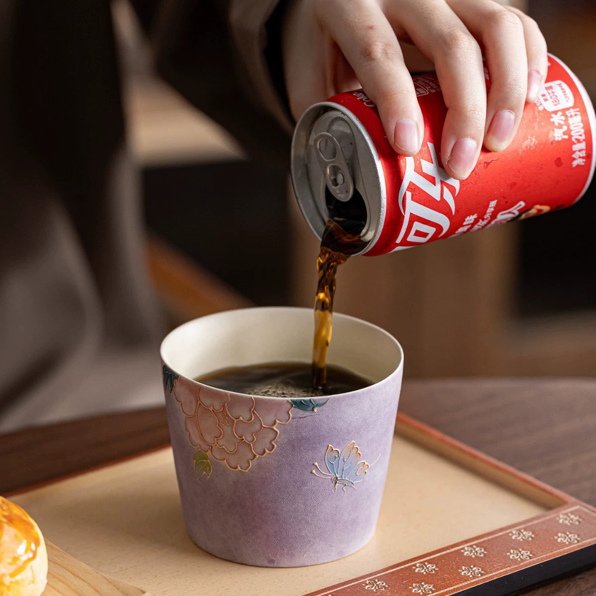 Hand-Painted Peony Relief Ceramic Cup – Vintage Kohiki Coarse Stoneware Tumbler for Tea and Espresso - ShaolinMart