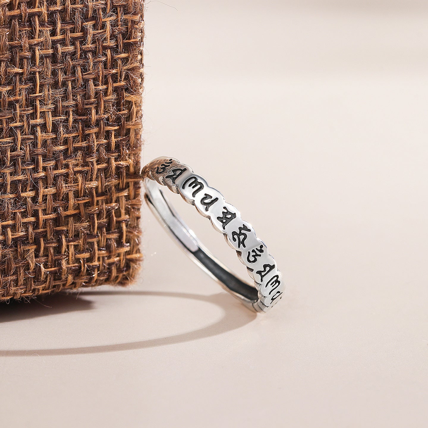 Om Mani Padme Hum Mantra Ring, Adjustable Meditation Ring, Spiritual Gift, 925 Sterling Silver
