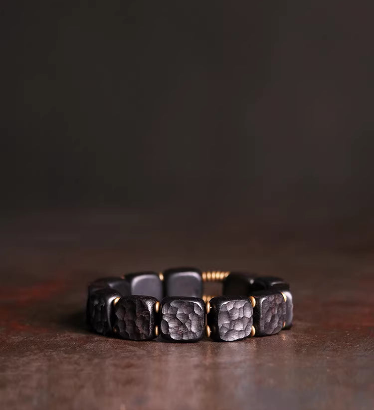 Shaolin Heritage: Artisan Handcrafted Ebony Wood Zen Bracelet