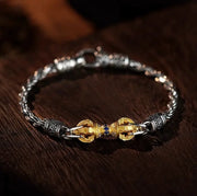 Handcrafted Vajra Motif Adjustable Bracelet – Vintage National-Trend Zircon Inlaid Spiritual Protection Amulet