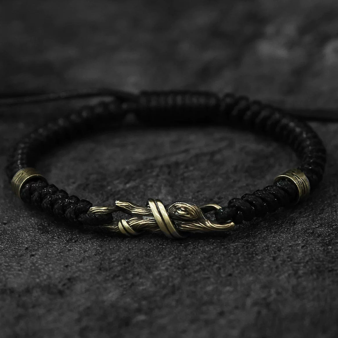 Floating Resilience — Driftwood-Inspired Brass & Braided Cord Bracelet