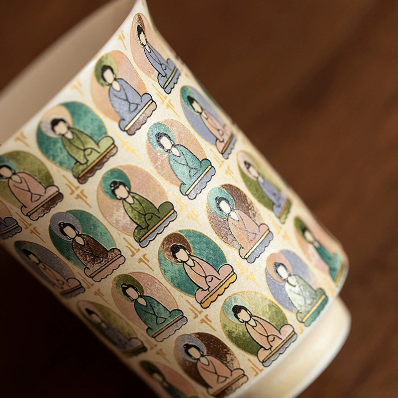 Shaolinmart "Mogao Thousand Faces" Porcelain Master Cup – High-Fire Artisanal Ceramic Tea & Coffee Tumbler