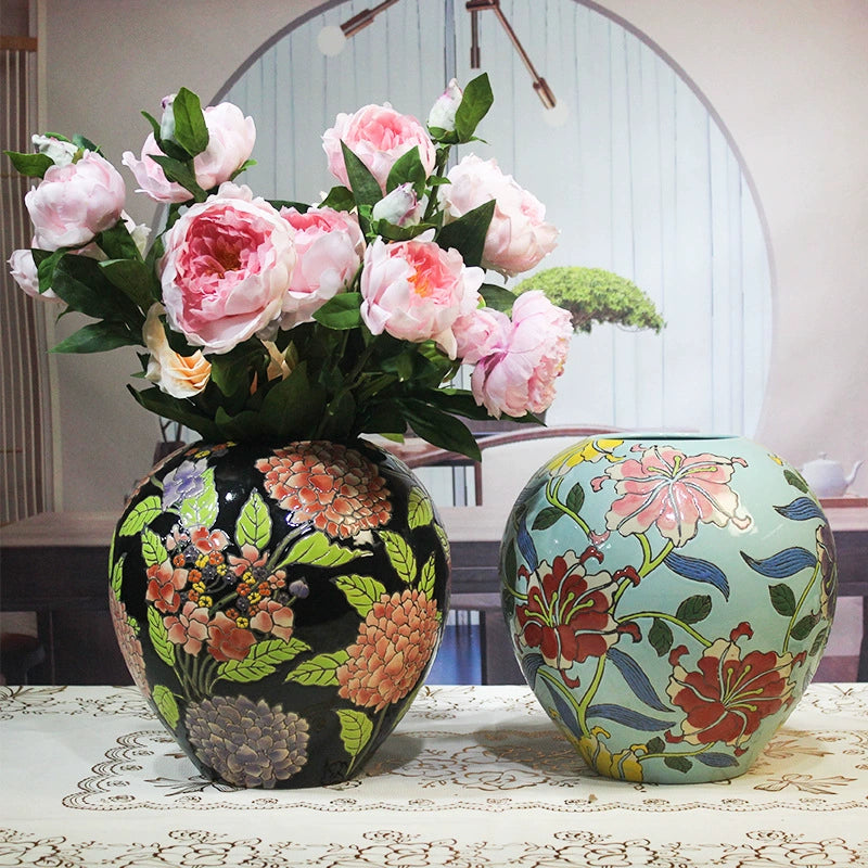 Jingdezhen-Style Handcrafted Ceramic Floral Vase – Artistic Home Decor Accent by ShaolinMart
