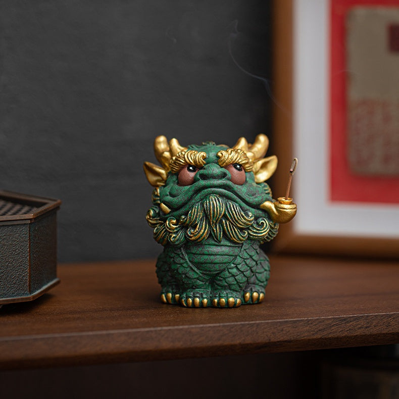 The Smoking Kylin – Hand-Painted Qilin Incense Holder & Figurine - ShaolinMart