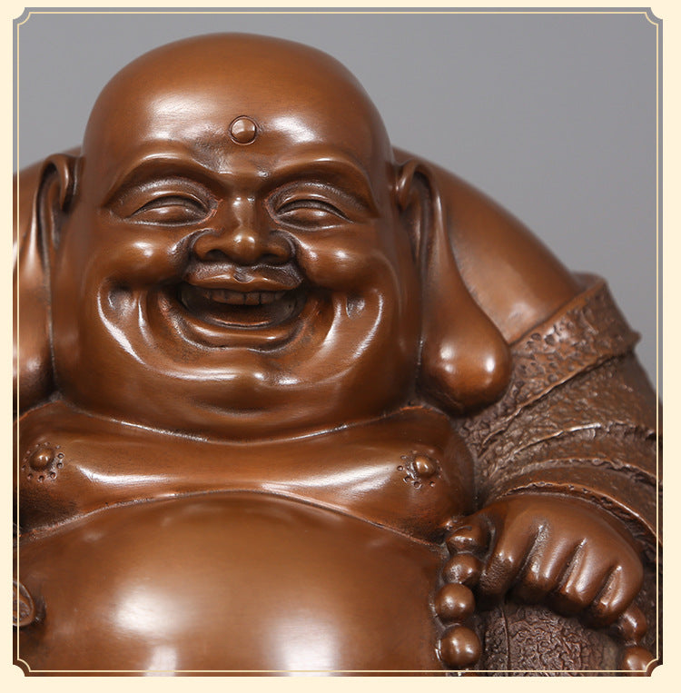 Purple Copper “Harmony & Joy” Laughing Maitreya Buddha – Shaolin Culture Inspired Desktop Statue
