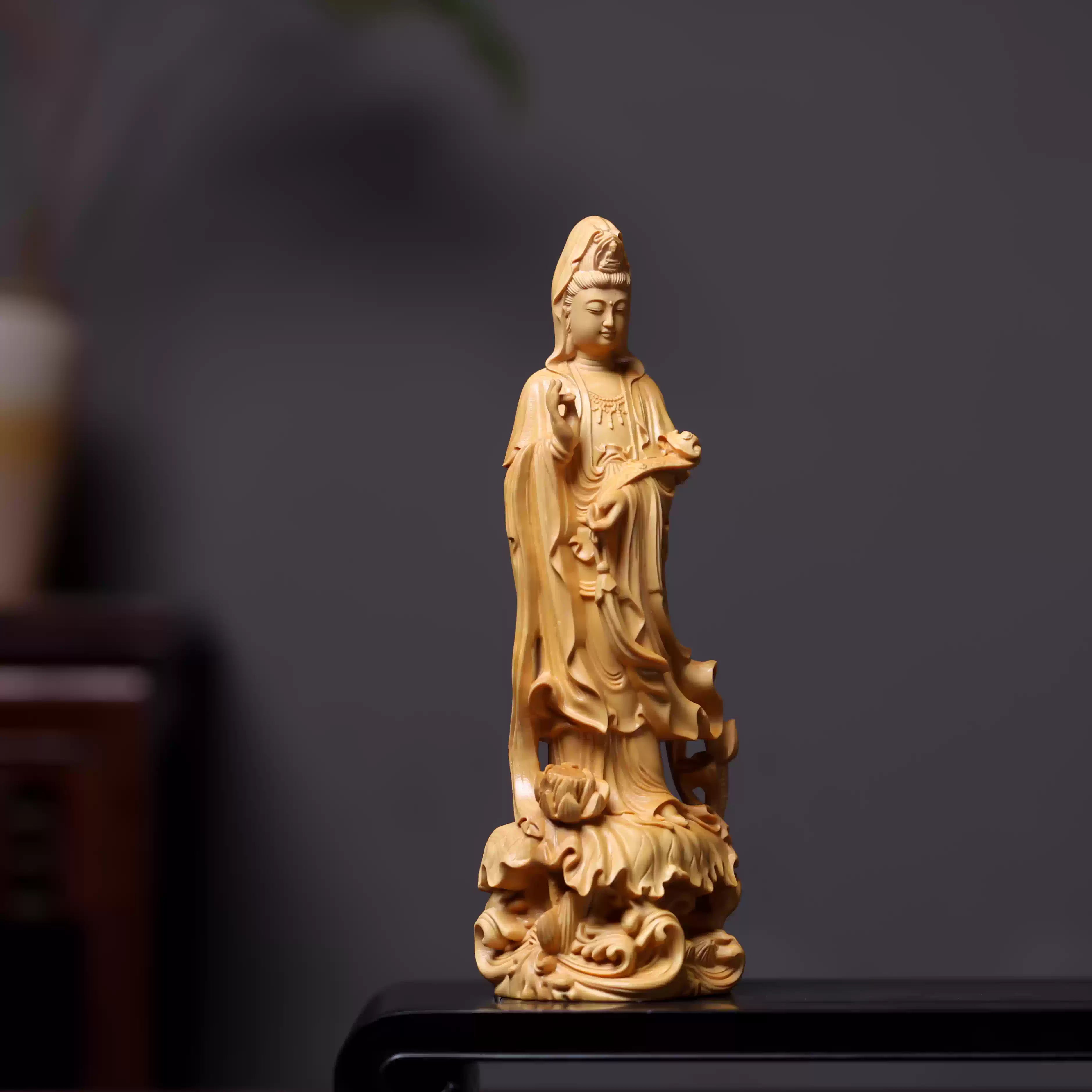 Shaolin Masterwork Series: Rare Chinese Boxwood Carving - "The Guanyin of Compassion"
