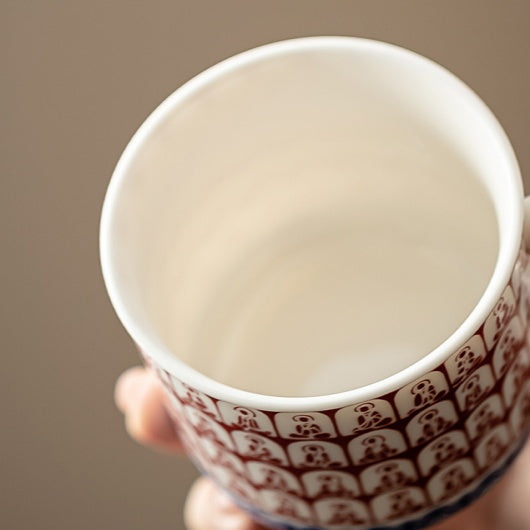 Shaolinmart "Dunhuang Meditation" Thousand Buddhas Shaolinmart Porcelain Coffee Cup & Saucer Premium Gift Set – 6.8 oz Ceramic Tea Mug with Ritual Saucer