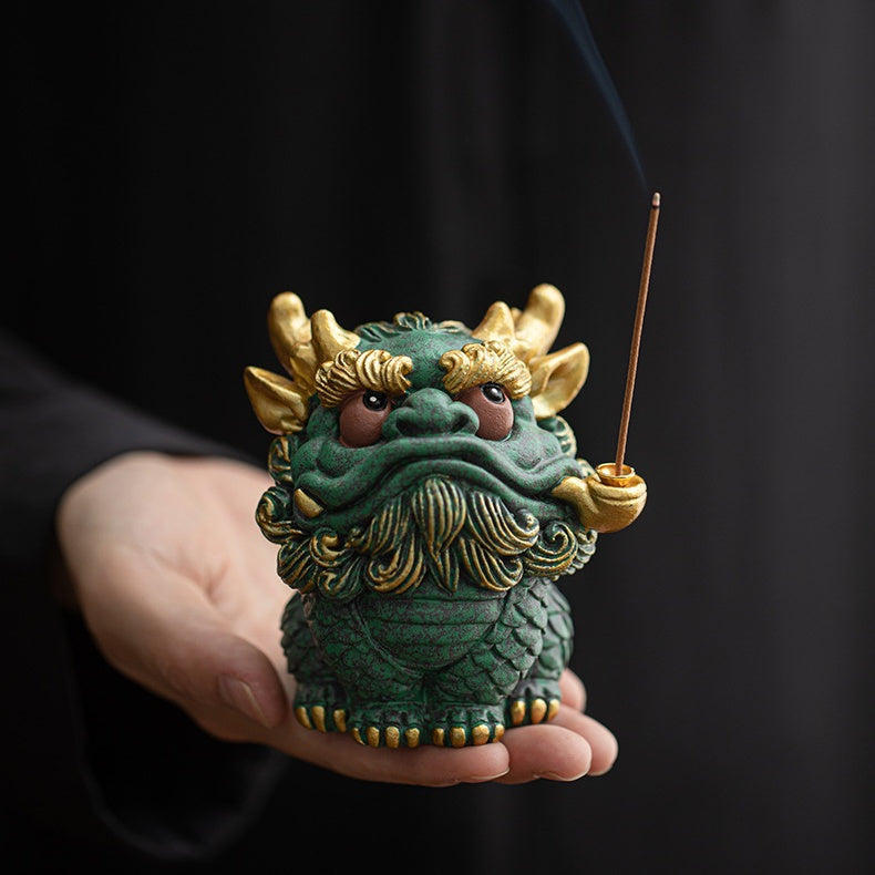 The Smoking Kylin – Hand-Painted Qilin Incense Holder & Figurine - ShaolinMart
