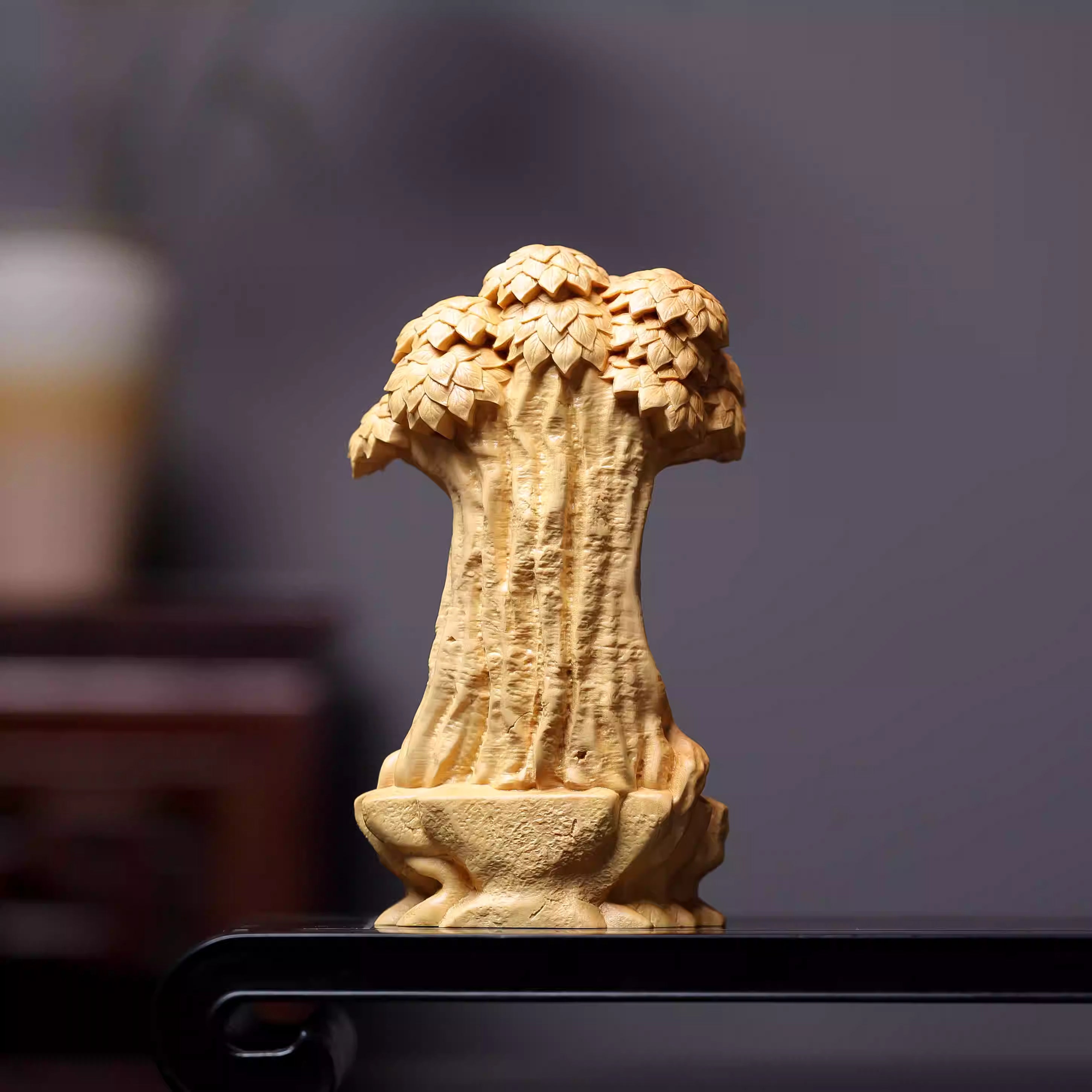 Zen Boxwood Sculpture: The "Awakening" Under the Bodhi Tree – A Symbol of Inner Peace & Serenity