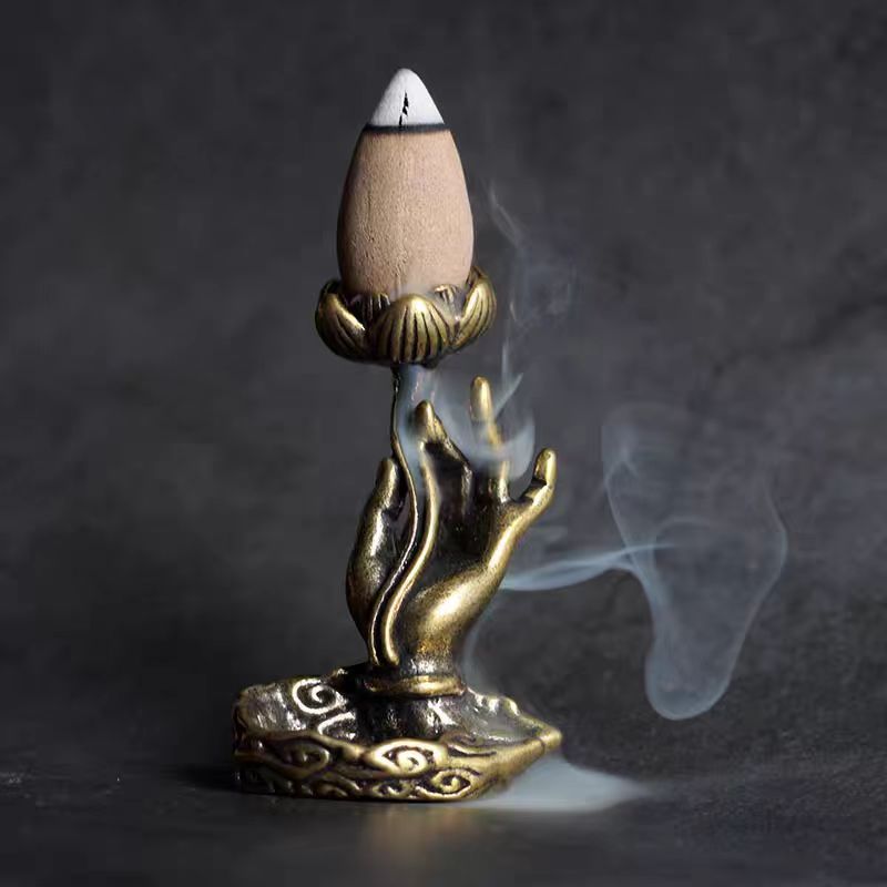 The Mindful Offering: Brass Mudra & Lotus Backflow Censer
