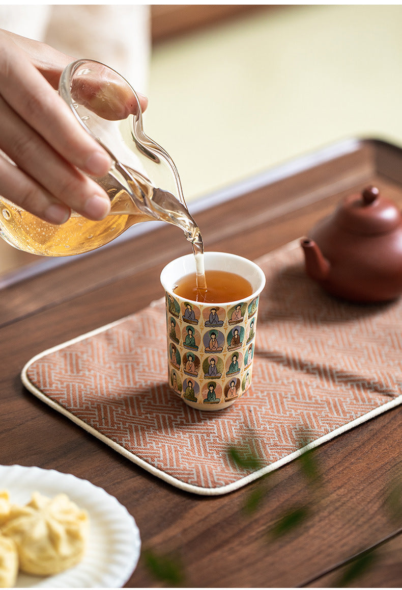 Shaolinmart "Mogao Thousand Faces" Porcelain Master Cup – High-Fire Artisanal Ceramic Tea & Coffee Tumbler