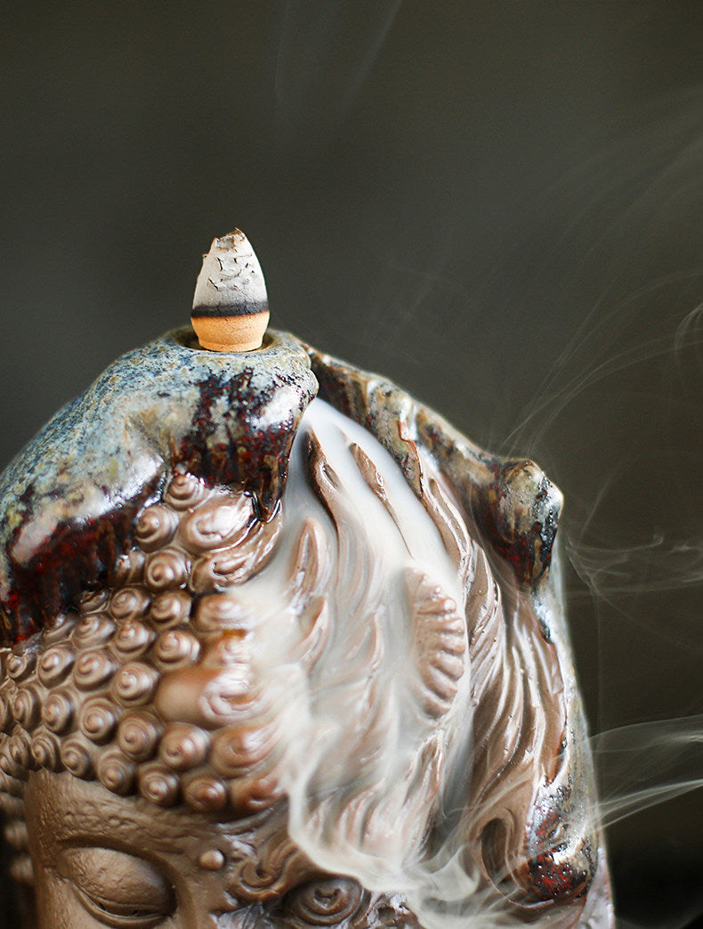 The Harmony in chaos: "One Thought" Buddha & Demon Ceramic Backflow Incense Burner – Mythical Dualism Statue for Meditation, Zen Decor & Mindful Shadow Work