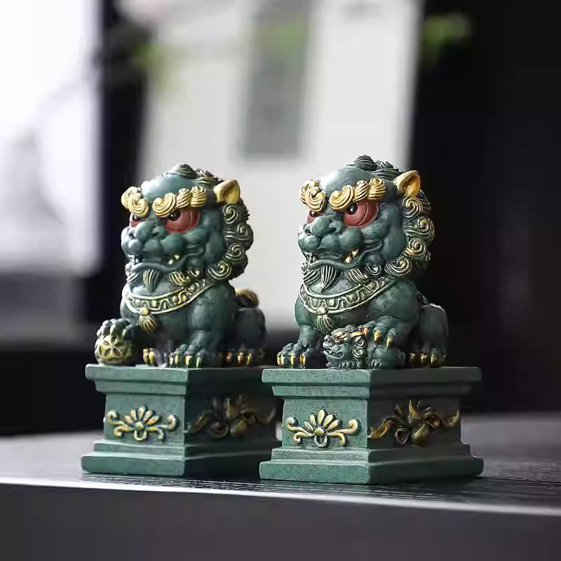 The Royal Guardians: Hand-Painted Shaolin Prosperity Lions (Foo Dogs)