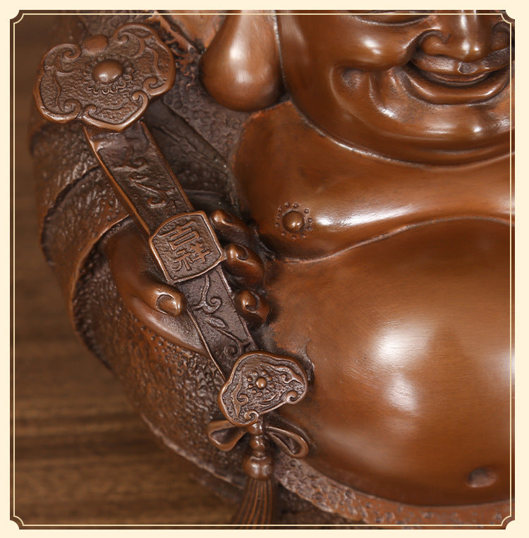 Purple Copper “Harmony & Joy” Laughing Maitreya Buddha – Shaolin Culture Inspired Desktop Statue