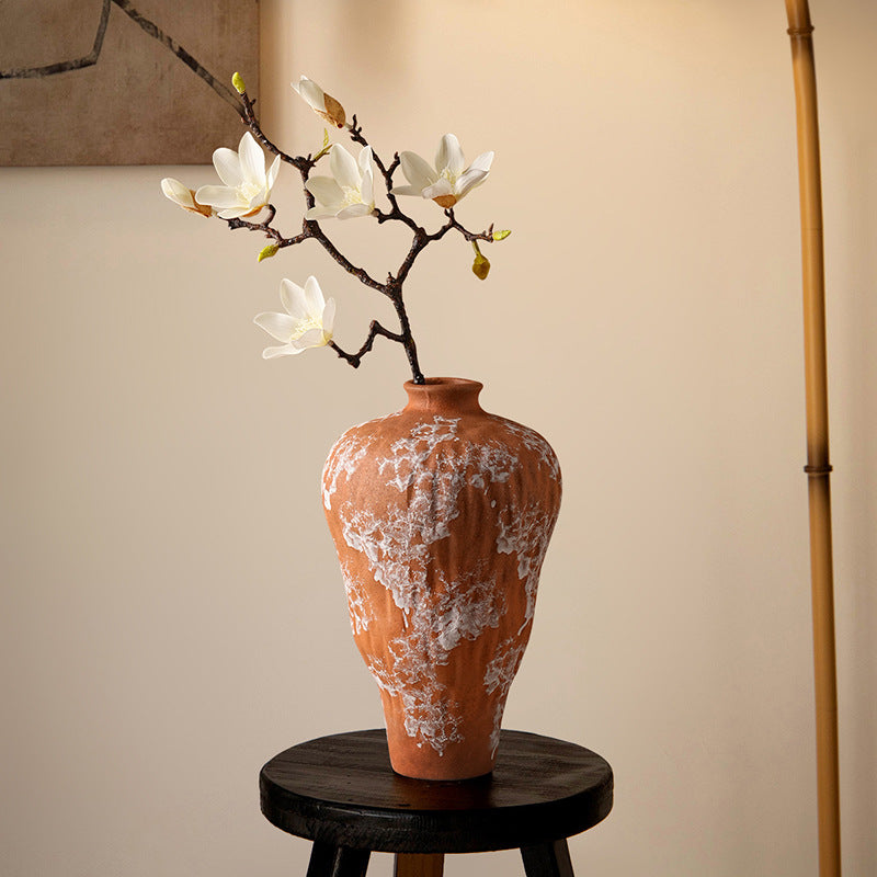 Wabi-Sabi Ceramic Vase – Organic Modern Rustic Pottery Vessel for Living Room & Mantle Decor