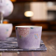 Hand-Painted Peony Relief Ceramic Cup – Vintage Kohiki Coarse Stoneware Tumbler for Tea and Espresso - ShaolinMart