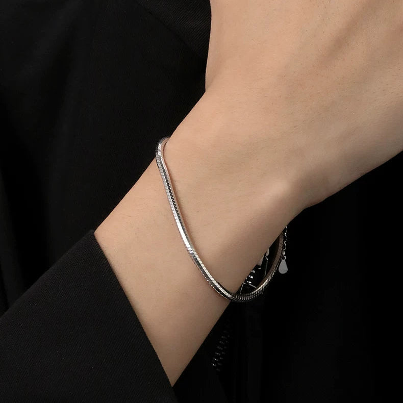 The Moonlit Stream Bracelet — 925 Sterling Silver Snake Chain