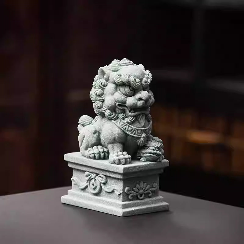 The Silent Guardians: Authentic Qing Sandstone Foo Dog Pair (Male & Female)