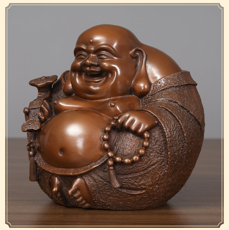 Purple Copper “Harmony & Joy” Laughing Maitreya Buddha – Shaolin Culture Inspired Desktop Statue