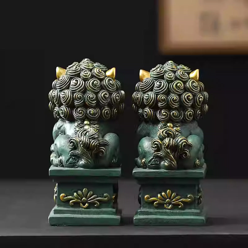 The Royal Guardians: Hand-Painted Shaolin Prosperity Lions (Foo Dogs)