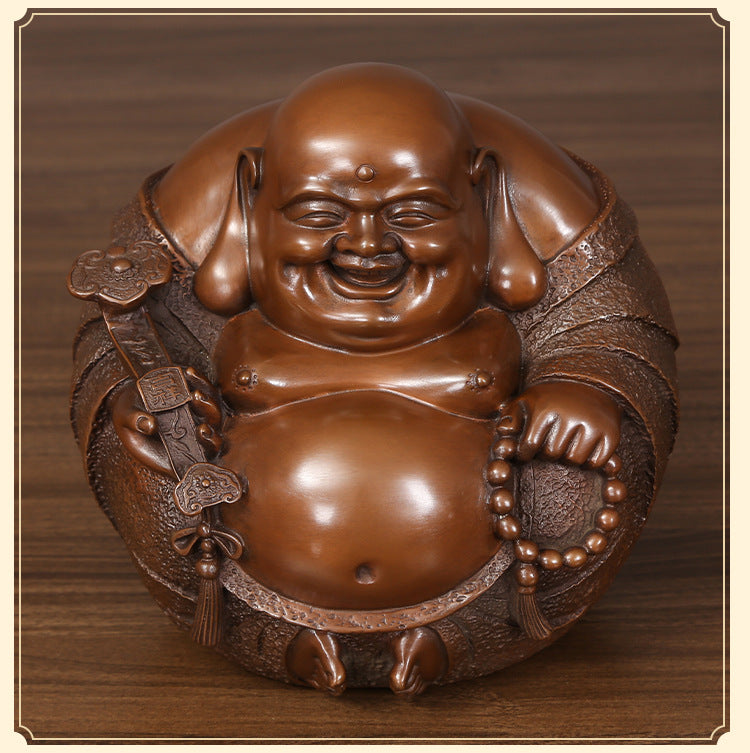 Purple Copper “Harmony & Joy” Laughing Maitreya Buddha – Shaolin Culture Inspired Desktop Statue