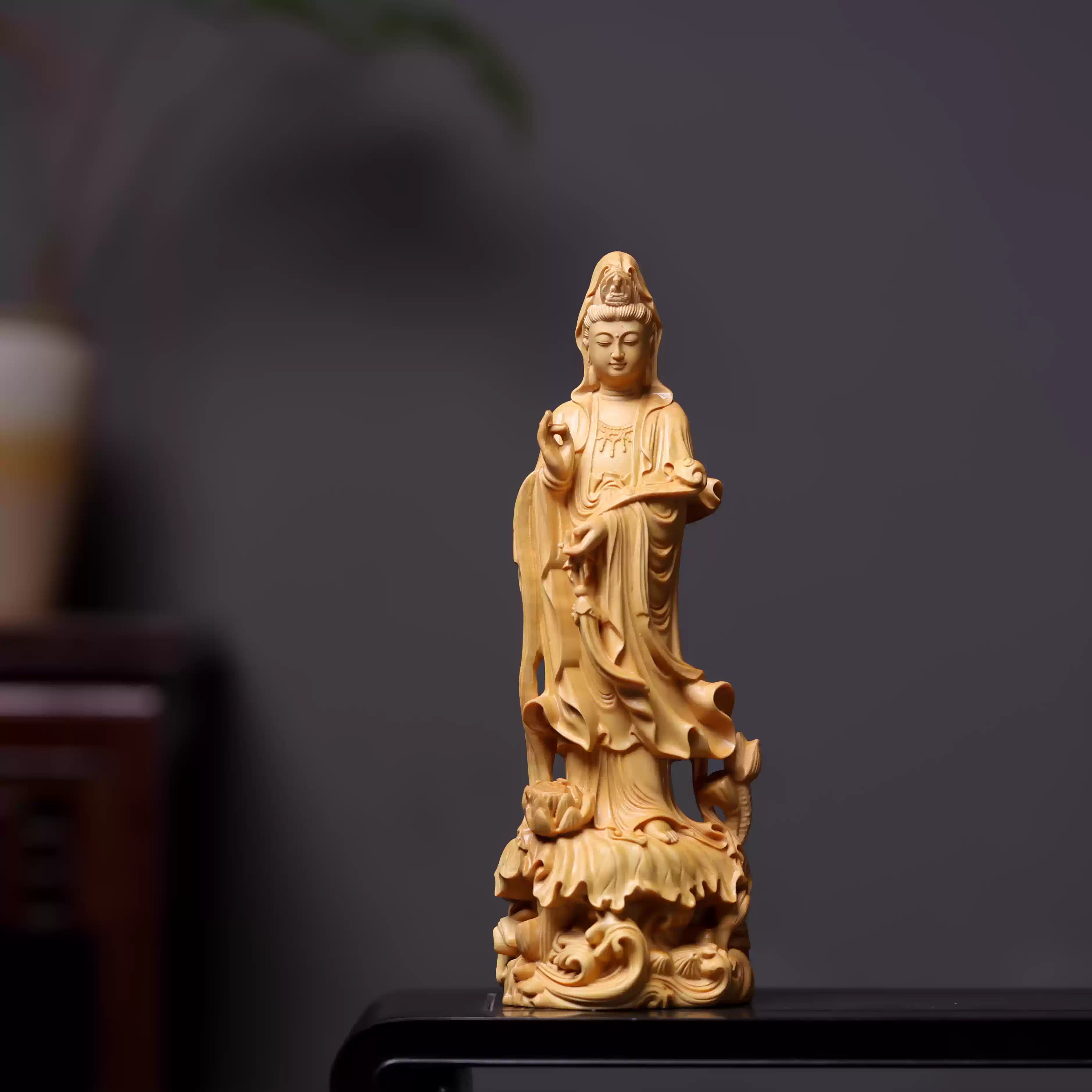 Shaolin Masterwork Series: Rare Chinese Boxwood Carving - "The Guanyin of Compassion"