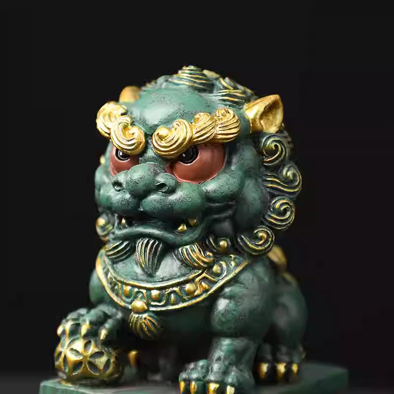 The Royal Guardians: Hand-Painted Shaolin Prosperity Lions (Foo Dogs)