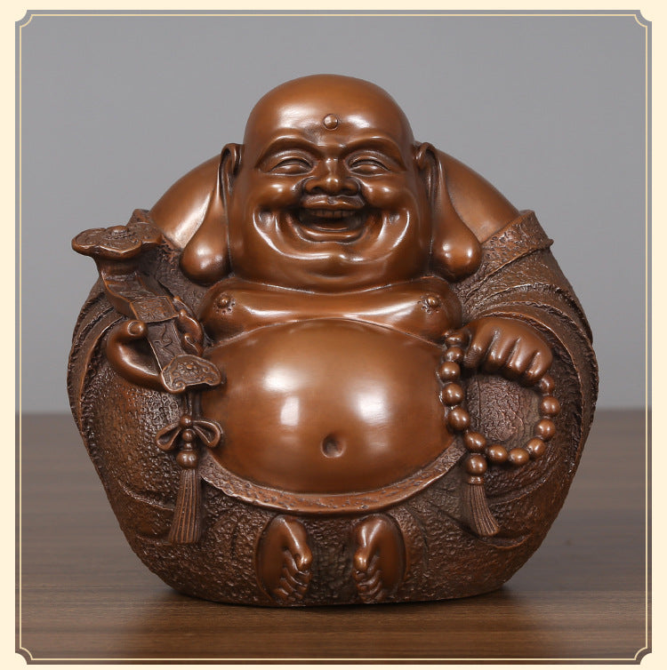 Purple Copper “Harmony & Joy” Laughing Maitreya Buddha – Shaolin Culture Inspired Desktop Statue