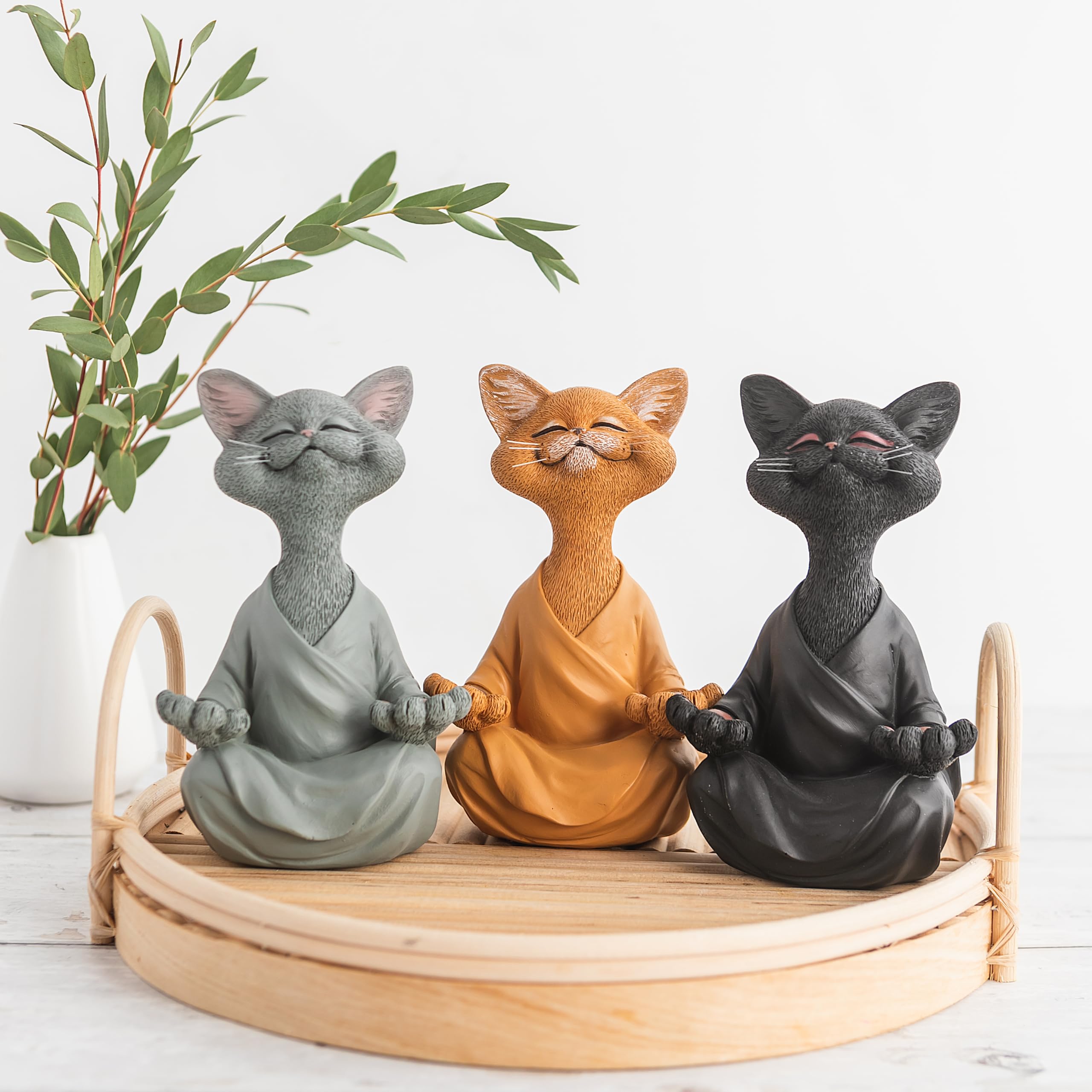 Whimsical Happy Cat Buddha Figurine – Chan-Inspired Statue