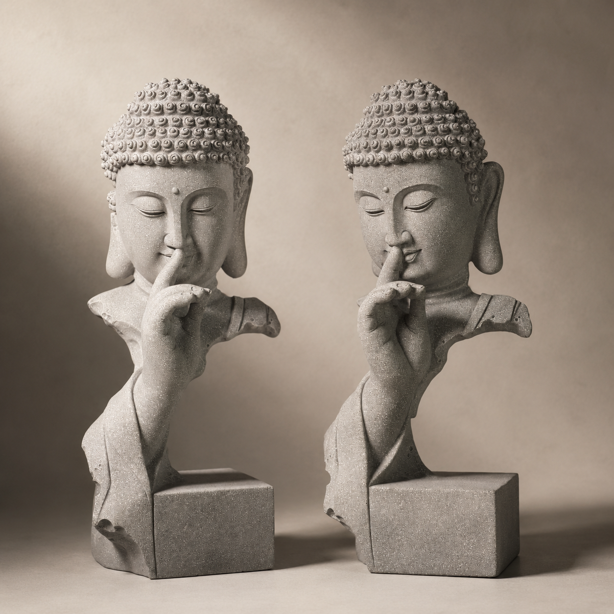 Tranquil Silence Solid Sandstone Statue – Serene Minimalist Home & Garden Decor - ShaolinMart