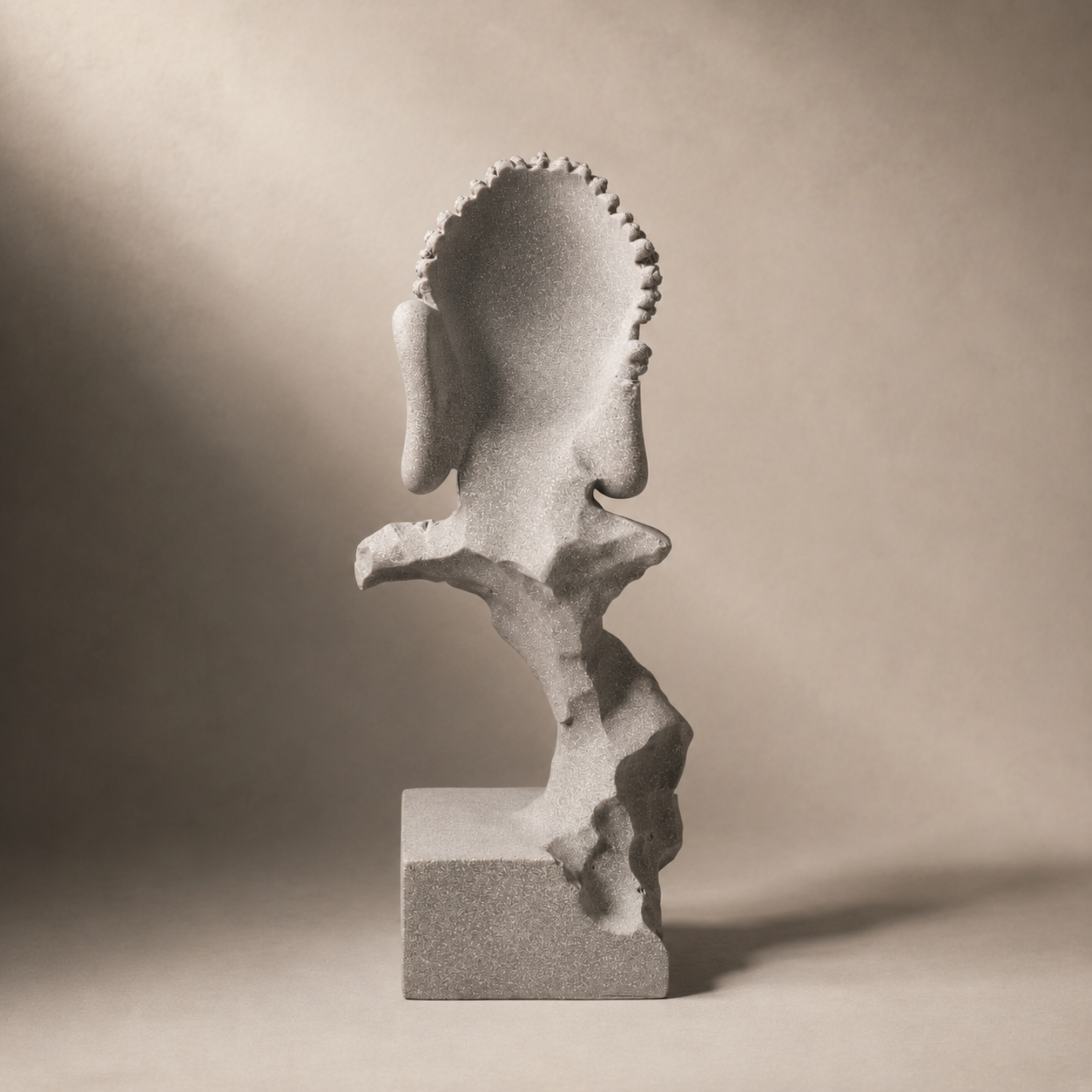 Tranquil Silence Solid Sandstone Statue – Serene Minimalist Home & Garden Decor - ShaolinMart