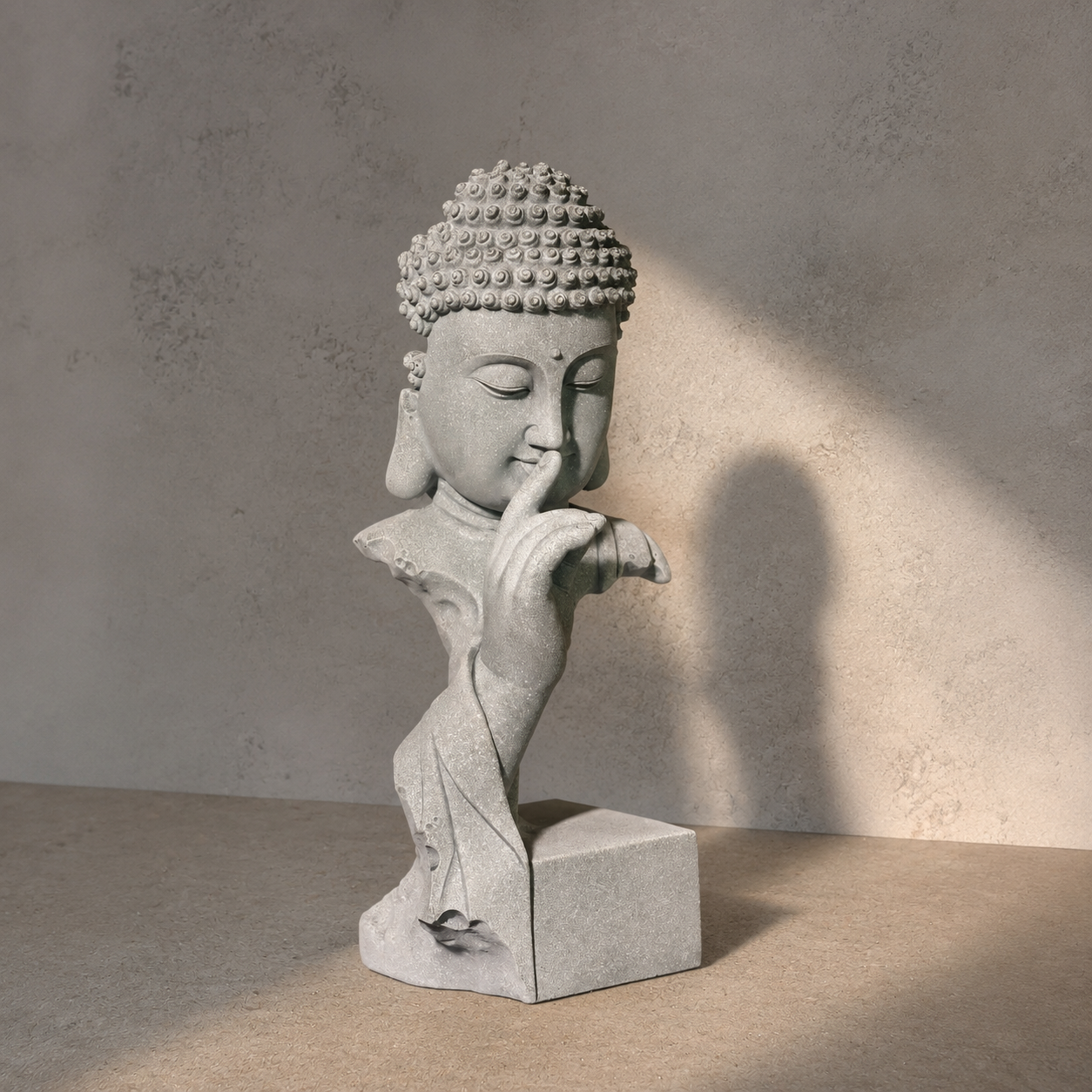 Tranquil Silence Solid Sandstone Statue – Serene Minimalist Home & Garden Decor - ShaolinMart