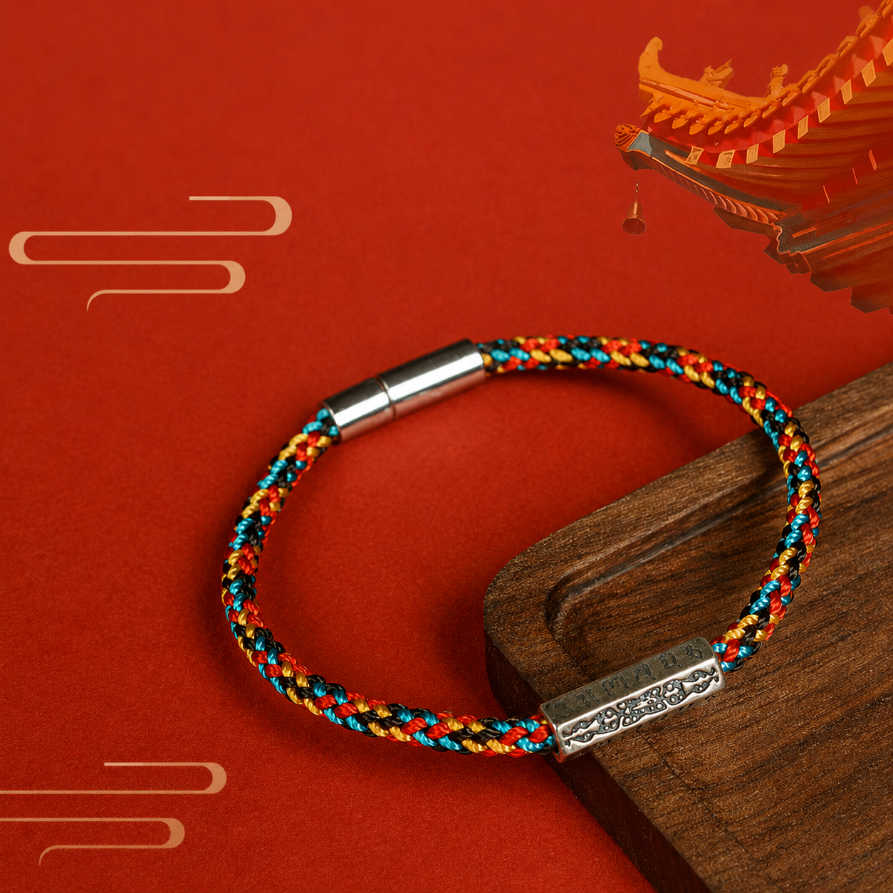 Handwoven Tibetan Knot Red String Bracelet with S925 Six-Character Mantra Charm | Eastern-Inspired Lucky Cord Bracelet | ShaolinMart