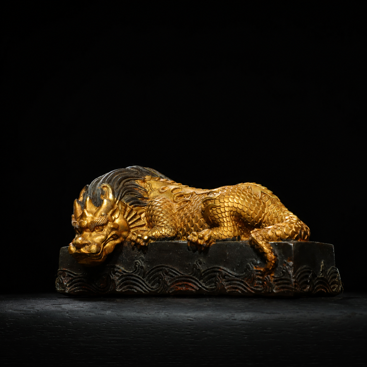 Gilt Copper Water-Absorbing Auspicious Beast Statue – Eastern-Inspired Desk & Shelf Decor