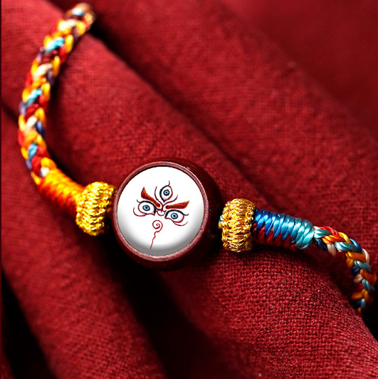Mini Thangka Cinnabar Cord Bracelet – Tibetan-Inspired Handwoven Wrist Cord