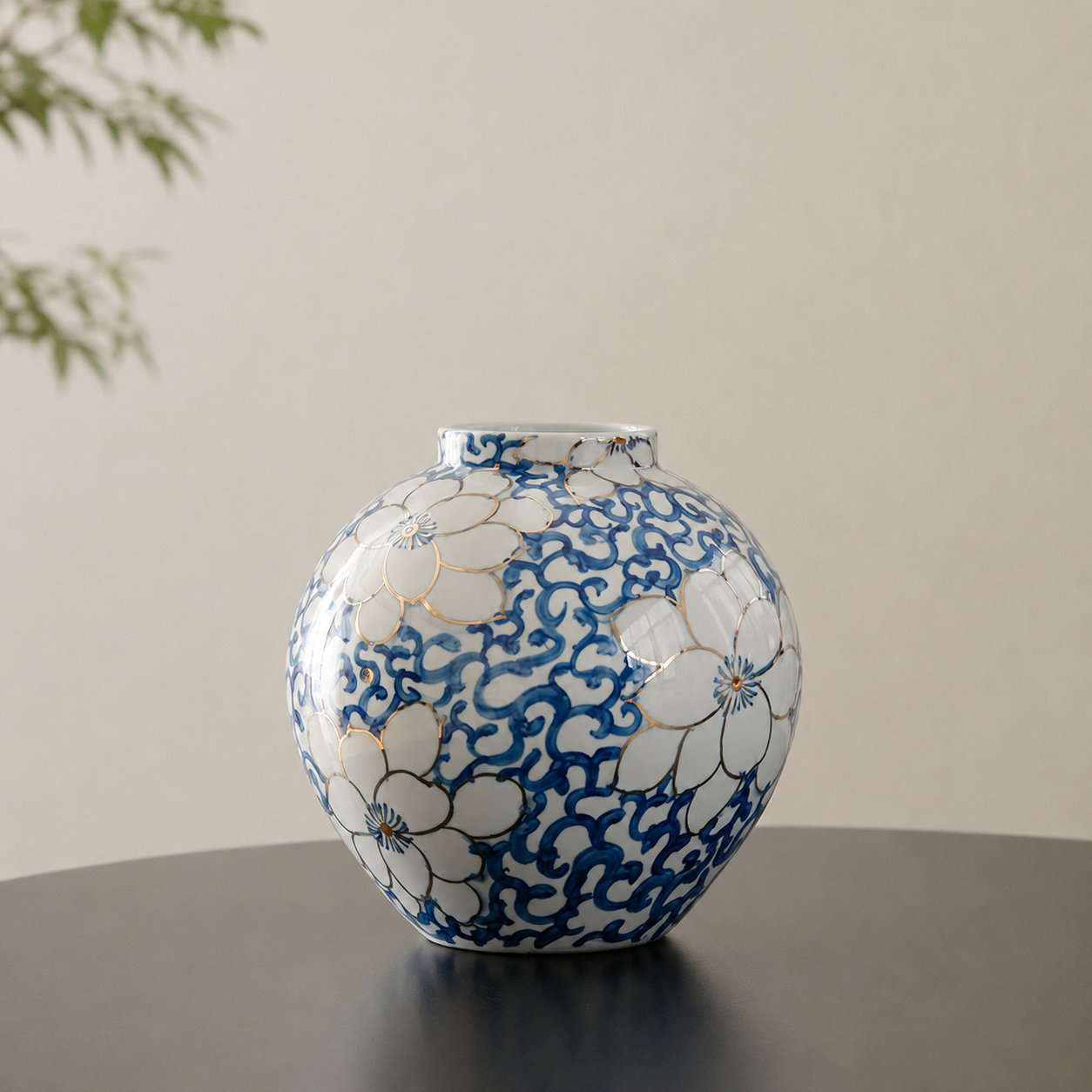 Hand-Painted Blue & White Floral Ceramic Vase — Made in Jingdezhen, Luxurious & Elegant - ShaolinMart