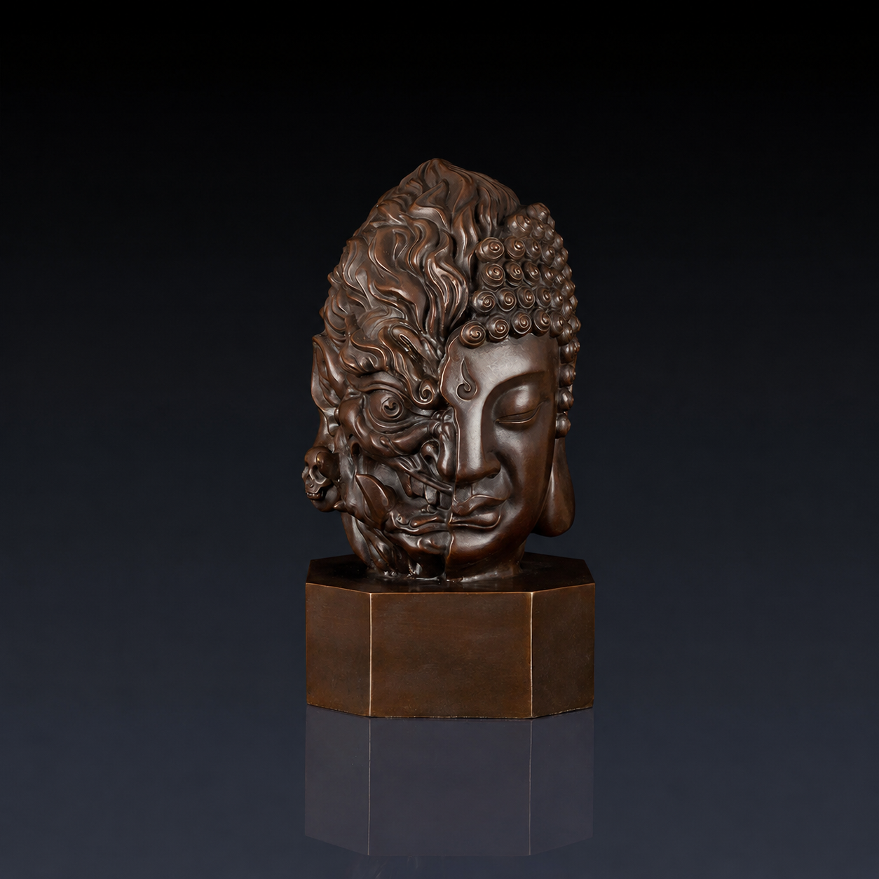 "Harmony in Chaos" Pure Brass “One Thought” Sculpture – Eastern-Inspired Desk & Home Decor