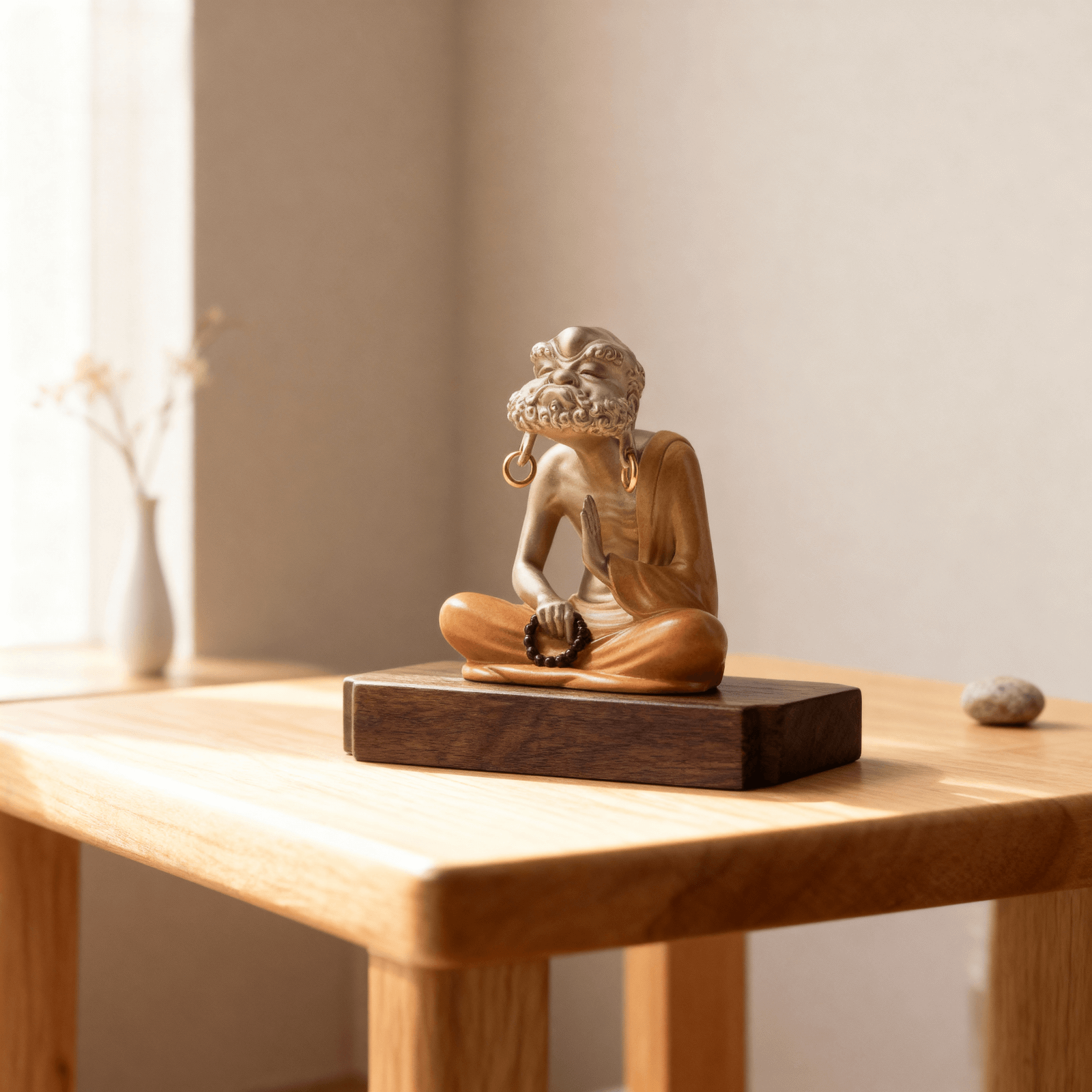 Handcrafted Brass Bodhidharma in Meditation Sculpture – Luxury Zen Decor for Home & Office