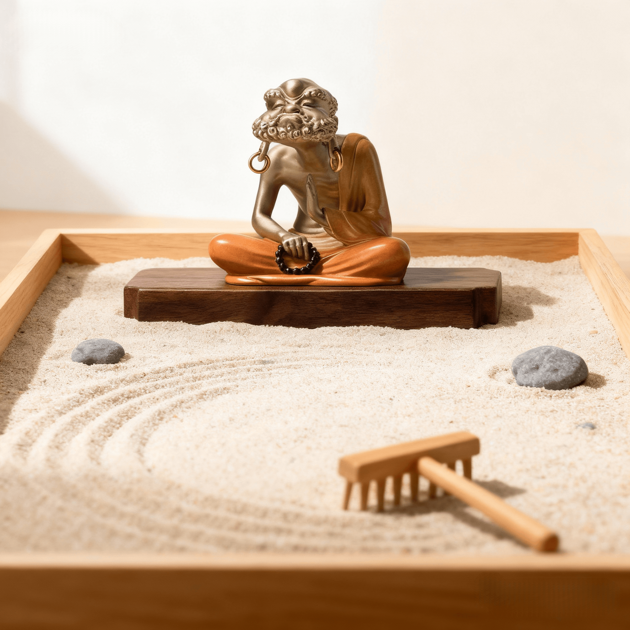 Handcrafted Brass Bodhidharma in Meditation Sculpture – Luxury Zen Decor for Home & Office