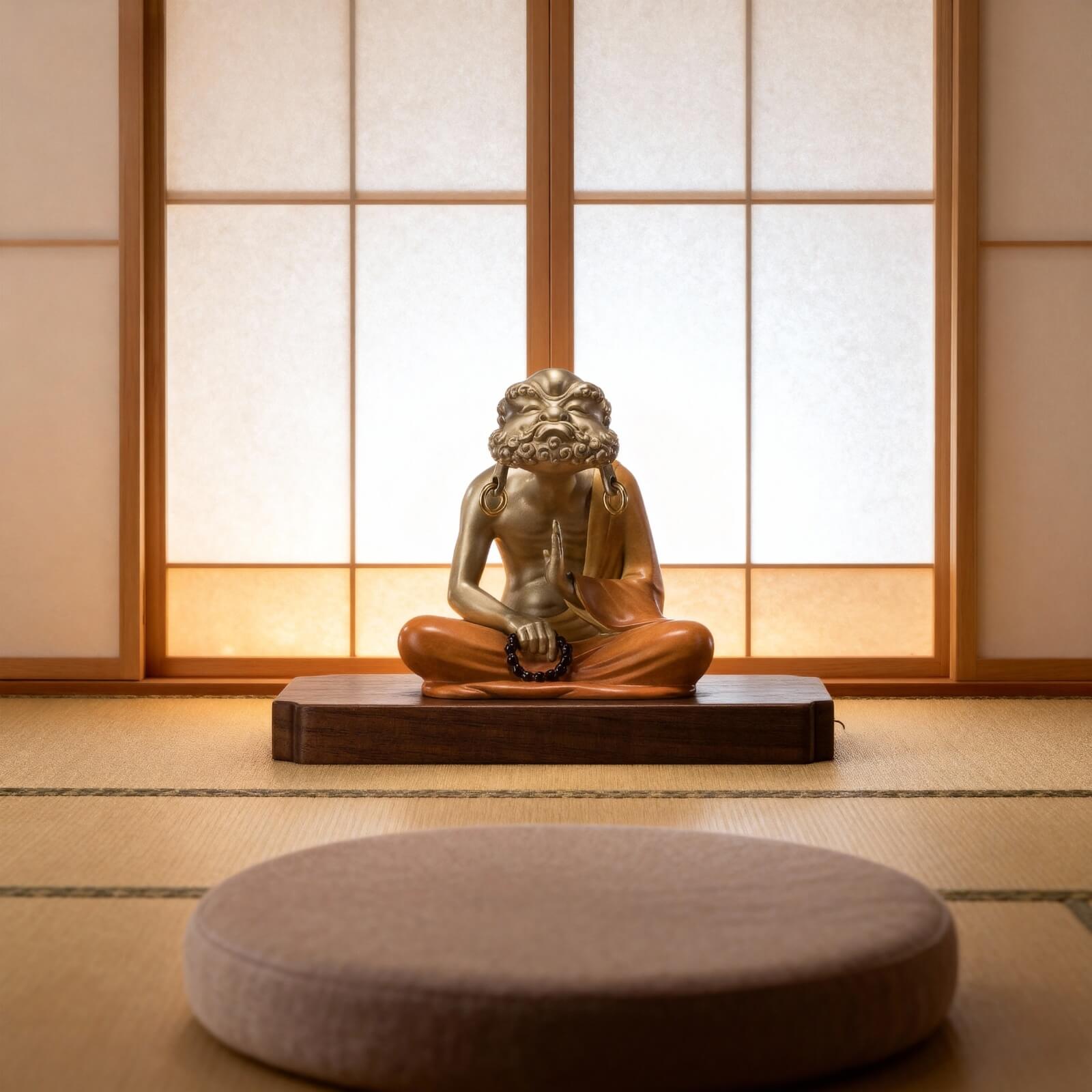 Handcrafted Brass Bodhidharma in Meditation Sculpture – Luxury Zen Decor for Home & Office