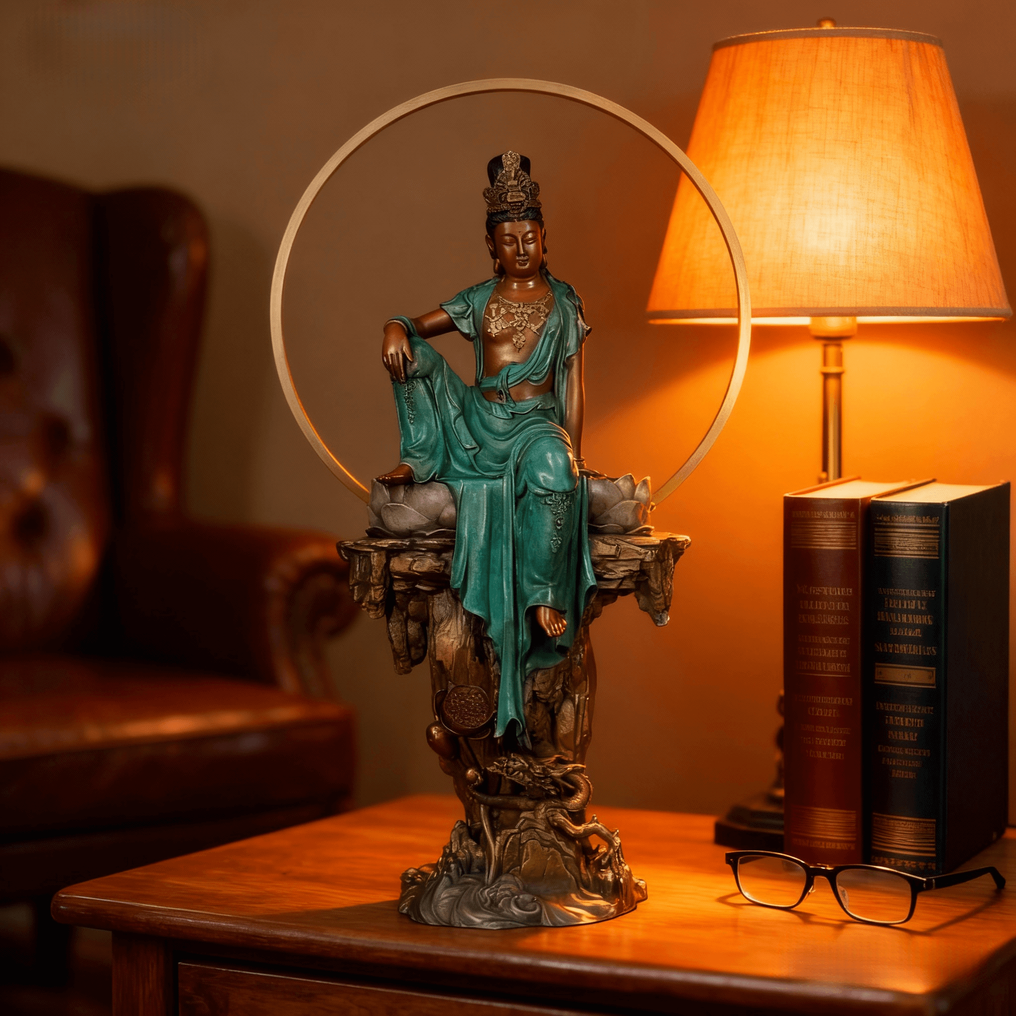 Handcrafted Pure Copper Guanyin Bodhisattva Sculpture – Luxury Zen Decor for Home & Office