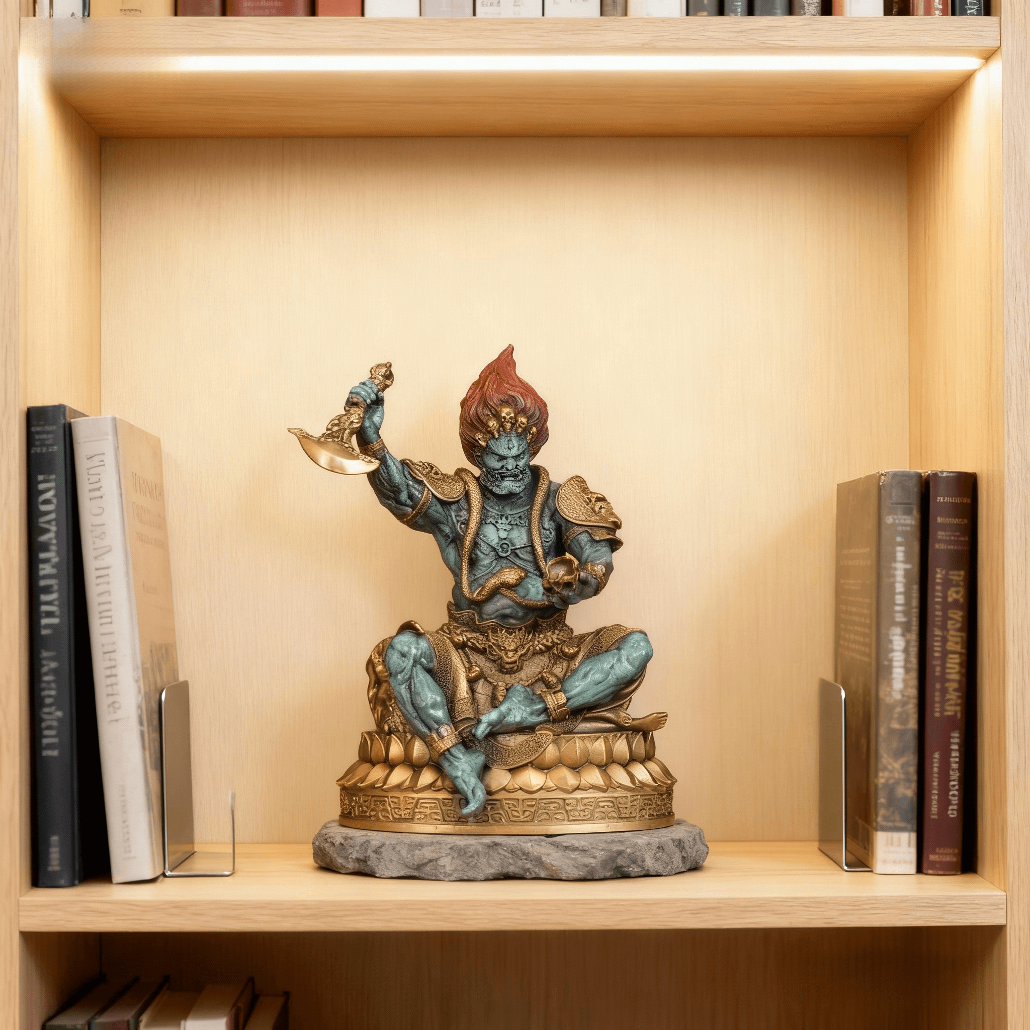Handcrafted Copper Mahakala Sculpture – Powerful Protector, Good Luck & Positive Energy Decor